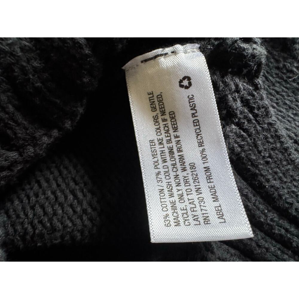 Black Chunky Knit Cardigan XS Button Front Cropped Boxy Pockets - Picture 10 of 11